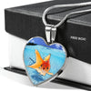 Comet Fish Print Heart Charm Necklace-Free Shipping - Deruj.com