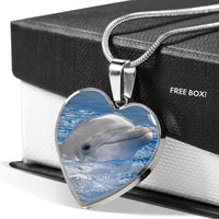 Cute Dolphin Print Heart Pendant Luxury Necklace-Free Shipping - Deruj.com