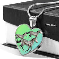 Quarter Horse Art Print Heart Charm Necklaces-Free Shipping - Deruj.com