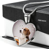 English Foxhound Print Heart Pendant Luxury Necklace-Free Shipping - Deruj.com