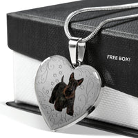 Scottish Terrier Print Heart Pendant Luxury Necklace-Free Shipping - Deruj.com