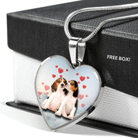 Cute Beagle Print Heart Charm Necklace-Free Shipping - Deruj.com