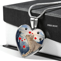 Cute Ocicat Print Heart Pendant Luxury Necklace-Free Shipping - Deruj.com