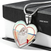 American Curl Print Heart Pendant Luxury Necklace-Free Shipping - Deruj.com