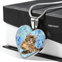 Cute Maine Coon Print Heart Pendant Luxury Necklace-Free Shipping - Deruj.com