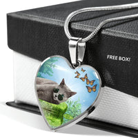 Russian Blue Cat Heart Pendant Luxury Necklace-Free Shipping - Deruj.com