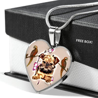 Brussels Griffon Print Heart Pendant Luxury Necklace-Free Shipping - Deruj.com