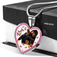 Tibetan Mastiff Dog Print Heart Pendant Luxury Necklace-Free Shipping - Deruj.com