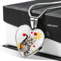 American Shorthair Print Heart Pendant Luxury Necklace-Free Shipping - Deruj.com