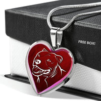 Pit Bull Terrier Dog Print Heart Charm Necklaces-Free Shipping - Deruj.com