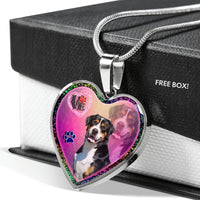Greater Swiss Mountain Dog Print Heart Charm Necklaces-Free Shipping - Deruj.com