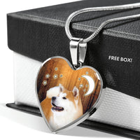 Cute Akita Dog Print Heart Pendant Luxury Necklace-Free Shipping - Deruj.com