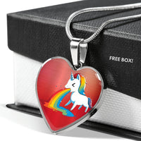 Unicorn Rainbow Print Heart Pendant Luxury Necklace-Free Shipping - Deruj.com