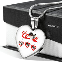 Japanese Chin Print Heart Charm Luxury Necklace -Free Shipping - Deruj.com