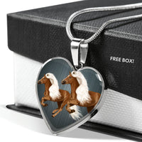 Haflinger Horse Art Print Heart Charm Necklaces-Free Shipping - Deruj.com