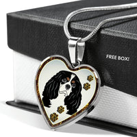 Cavalier King Charles Spaniel Dog Print Heart Charm Necklaces-Free Shipping - Deruj.com