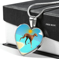 Azawakh Dog Print Heart Pendant Luxury Necklace-Free Shipping - Deruj.com