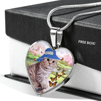Scottish Fold Cat Print Heart Pendant Luxury Necklace-Free Shipping - Deruj.com