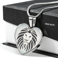 Lion Black&White Art Print Heart Charm Necklaces-Free Shipping - Deruj.com