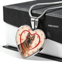 German Shepherd Print Heart Charm Necklace-Free Shipping - Deruj.com