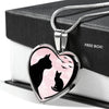 Cat Vector Art Print Heart Charm Necklaces-Free Shipping - Deruj.com