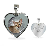 Singapura Cat Print Heart Pendant Luxury Necklace-Free Shipping - Deruj.com