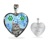 Cute American Shorthair Print Heart Pendant Luxury Necklace-Free Shipping - Deruj.com
