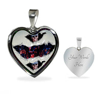 American Flag Skull Print Heart Charm Necklaces-Free Shipping - Deruj.com