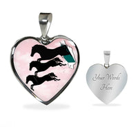 Horse Running Art Print Heart Charm Necklaces-Free Shipping - Deruj.com