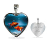 Fantail Fish Print Heart Charm Necklace-Free Shipping - Deruj.com