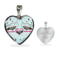 Cute African Grey Parrot Print Heart Pendant Luxury Necklace-Free Shipping - Deruj.com