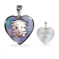 Cute White Hamster Print Heart Charm Necklaces-Free Shipping - Deruj.com