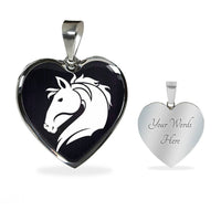 Friesian Horse Vector Art Print Heart Charm Necklaces-Free Shipping - Deruj.com