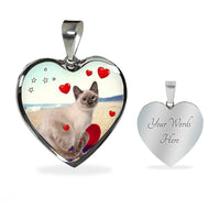Cute Tonkinese Cat Print Heart Pendant Luxury Necklace-Free Shipping - Deruj.com