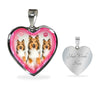 Rough Collie Dog Print Heart Charm Necklaces-Free Shipping - Deruj.com