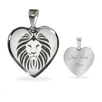 Lion Black&White Art Print Heart Charm Necklaces-Free Shipping - Deruj.com