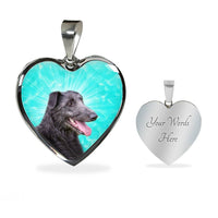 Scottish Deerhound Dog Print Heart Pendant Luxury Necklace-Free Shipping - Deruj.com