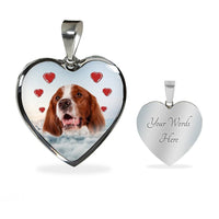 Irish Red and White Setter Print Heart Pendant Luxury Necklace-Free Shipping - Deruj.com