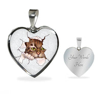 Amazing Cat Art Print Heart Charm Necklaces-Free Shipping - Deruj.com