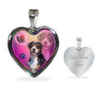 Greater Swiss Mountain Dog Print Heart Charm Necklaces-Free Shipping - Deruj.com