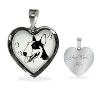 Bull Terrier Dog Art Print Heart Charm Necklaces-Free Shipping - Deruj.com