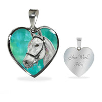 Andalusian Horse Watercolor Art Print Heart Charm Necklaces-Free Shipping - Deruj.com