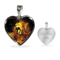 Roaring Lion Art Print Heart Charm Necklaces-Free Shipping - Deruj.com