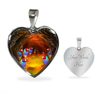 Gouldian Finch (Rainbow Finch) Heart Charm Necklaces-Free Shipping - Deruj.com