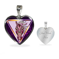 Horse Designer Art Print Heart Charm Necklaces-Free Shipping - Deruj.com
