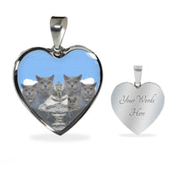Cute British Shorthair Cat Print Heart Pendant Luxury Necklace-Free Shipping - Deruj.com