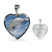 Cute Dolphin Print Heart Pendant Luxury Necklace-Free Shipping - Deruj.com