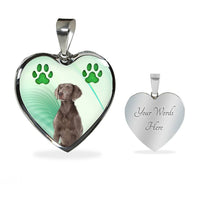 Cute Weimaraner Print Heart Pendant Luxury Necklace-Free Shipping - Deruj.com