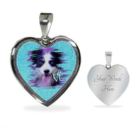 Border Collie Dog Art Print Heart Charm Necklaces-Free Shipping - Deruj.com