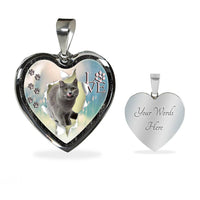 Lovely Korat Cat Print Heart Charm Necklaces-Free Shipping - Deruj.com